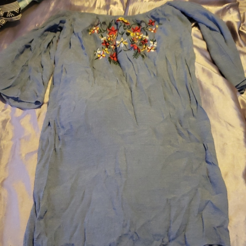 Chambray off the shoulder boutique dress